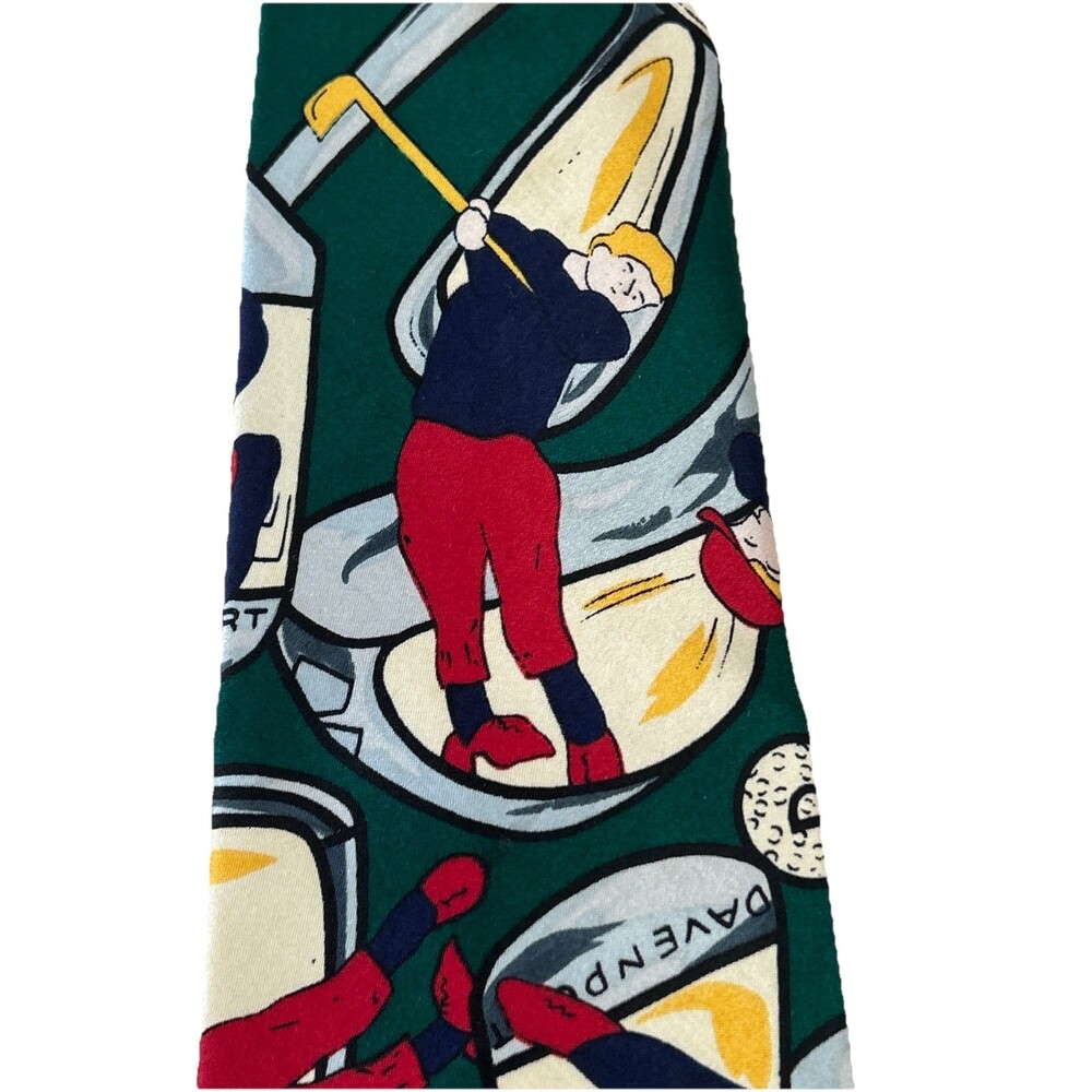 Vintage Davenport Golf Men's Neck Tie Lugano Hand Made Classic Preppy Dad